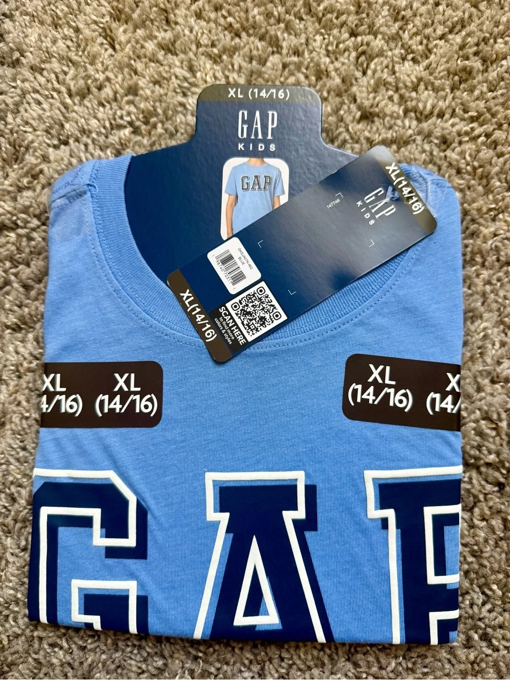 GAP Kids Blue Logo Short-Sleeve Shirt - X Large (14/16)